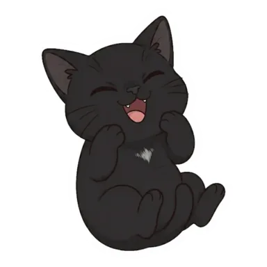 Custom black cat sticker in a different pose (example 1)