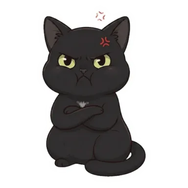 Custom black cat sticker in a different pose (example 2)
