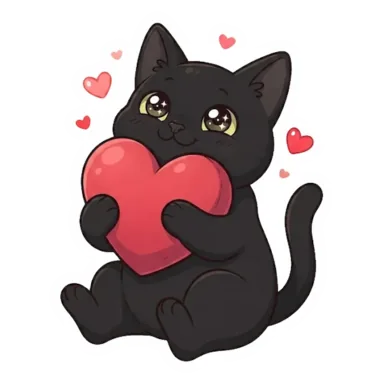 Custom black cat sticker in a different pose (example 3)