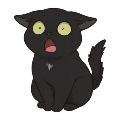 Custom black cat sticker in a different pose (example 4)