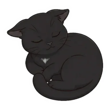 Custom black cat sticker in a different pose (example 6)