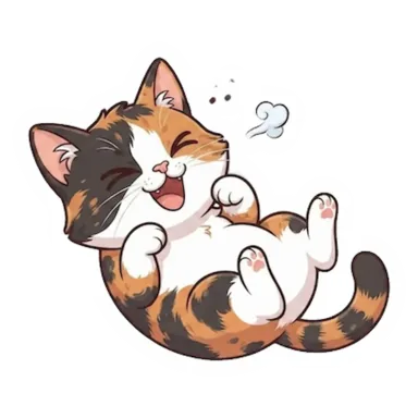 Custom calico cat sticker in a different pose (example 1)