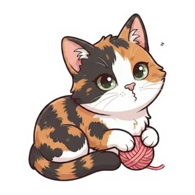 Custom calico cat sticker in a different pose (example 2)