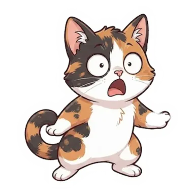 Custom calico cat sticker in a different pose (example 3)