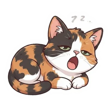 Custom calico cat sticker in a different pose (example 4)