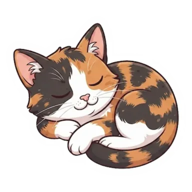 Custom calico cat sticker in a different pose (example 5)