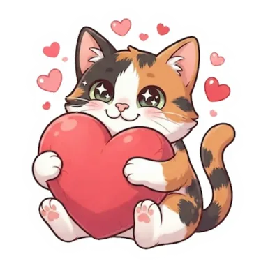 Custom calico cat sticker in a different pose (example 6)