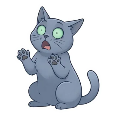 Custom grey cat sticker in a different pose (example 1)