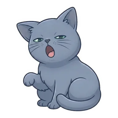 Custom grey cat sticker in a different pose (example 2)