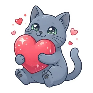 Custom grey cat sticker in a different pose (example 4)