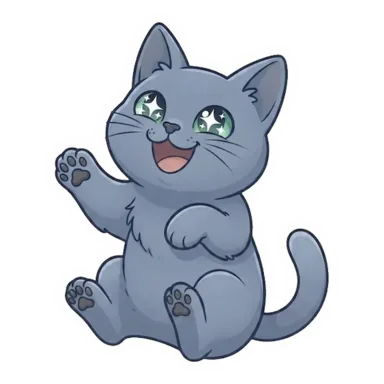Custom grey cat sticker in a different pose (example 5)