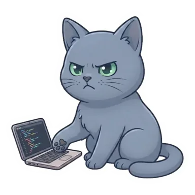 Custom grey cat sticker in a different pose (example 6)