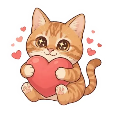Custom orange tabby cat sticker in a different pose (example 3)