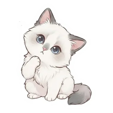 Custom Ragdoll cat sticker in a different pose (example 1)