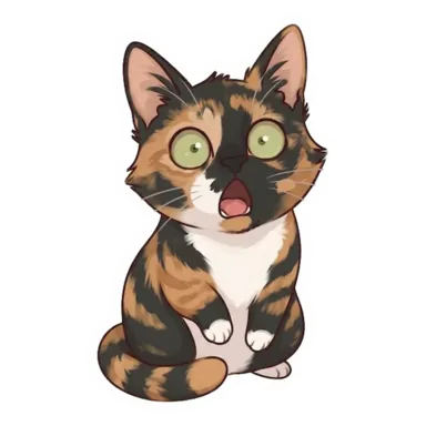 Custom tortoiseshell cat sticker in a different pose (example 1)