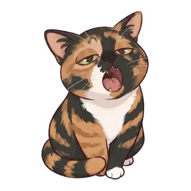 Custom tortoiseshell cat sticker in a different pose (example 2)