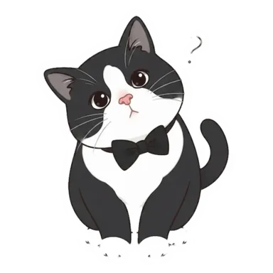 Custom tuxedo cat sticker in a different pose (example 1)