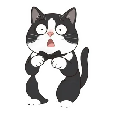 Custom tuxedo cat sticker in a different pose (example 2)