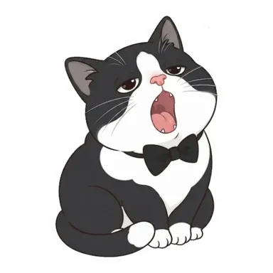 Custom tuxedo cat sticker in a different pose (example 3)
