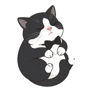 Custom tuxedo cat sticker in a different pose (example 4)
