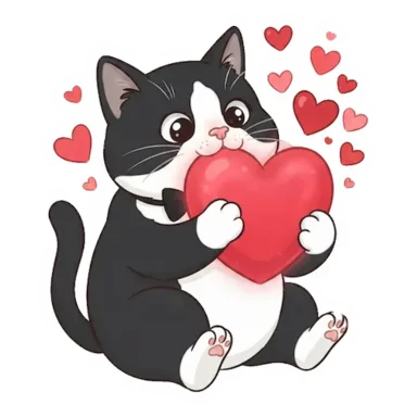 Custom tuxedo cat sticker in a different pose (example 5)