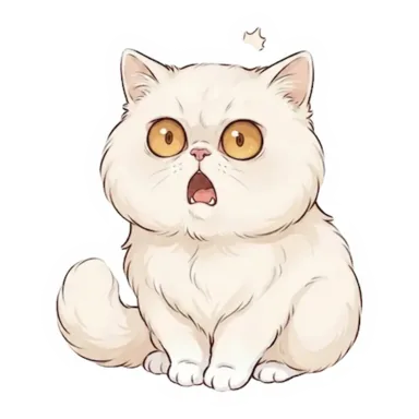 Custom white cat sticker in a different pose (example 1)