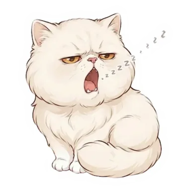 Custom white cat sticker in a different pose (example 2)