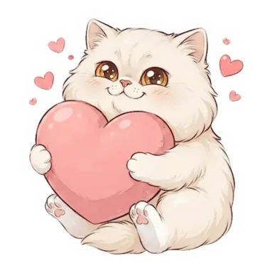Custom white cat sticker in a different pose (example 4)