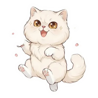 Custom white cat sticker in a different pose (example 5)
