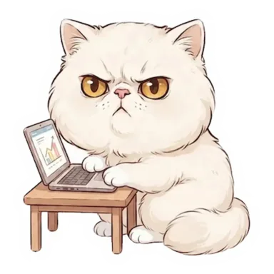 Custom white cat sticker in a different pose (example 6)